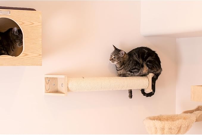 Wall Mounted Cat Scratching Post -Series - Solid Wood - 30" Tall