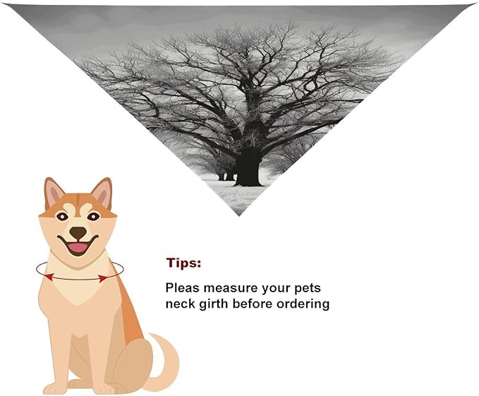 Dog Bandana Spring Pet Scarf Adjustable Triangle Black and White Tree Printing Dog Bib Washable Polyester Puppy Bandana for Small Medium Large Dogs Cat Birthday Party Supplies