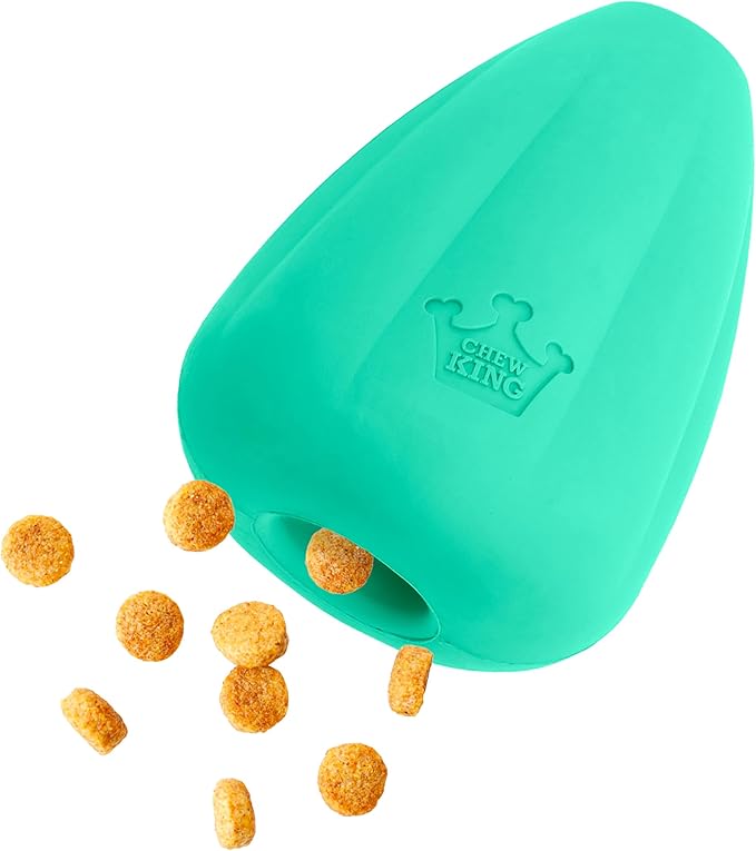 Chew King by Mammoth Premium Treat Dispensing Dog Toy, Durable Natural Rubber Chew Toy, Safety Air Vent, Interactive Enrichment Toy for Aggressive Chewers, XL Pack of 2- Teal