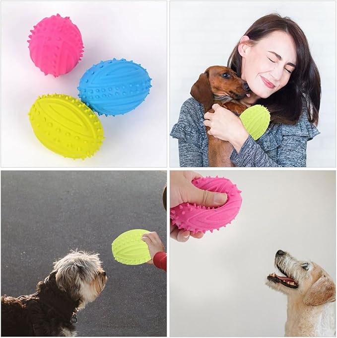 Totority Rubber Dog Chew Ball Squeaky 2pcs Small Puppy Balls Sturdy Pet Supplies Outdoor Play for Dogs