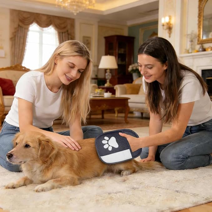 Pet Hair Remover Glove – Silicone Bristles Size, Flexible Grooming Mitt | Electrostatic Cleaning Mitt, Shedding Lint Catcher | for Furniture Carpet Couch Bedding and Auto Interior