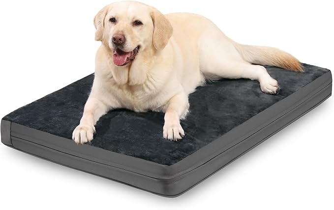 Waterproof XXL Dog Beds Large Sized Dogs, Orthopedic Washable Crate Pad 48 inch, Jumbo XXLarge Foam Pet Bed with Removable Cover Reversible, Anti-Slip Kennel Pad, 47"x29", Dark Gray