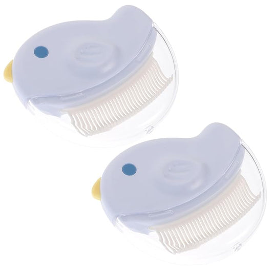 Cabilock 2pcs Pet Grooming Combs Hair Remover Brushes for Cats and Small Dogs, Blue Detangling Comb with Reusable Design for Indoor Shedding and Fur Cleaning