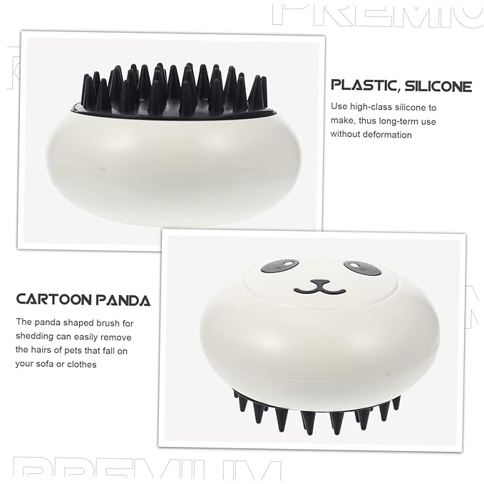 Angoily 2pcs Pet Bath Brushes Wear-resistant Dog Grooming Combs with Panda Design for Shedding and Massage for Dogs and Cats