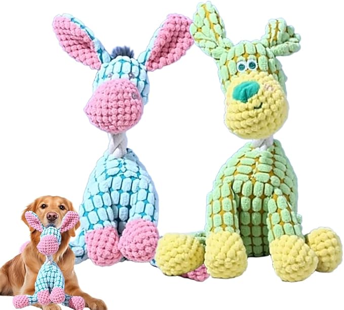 Indestructible Dog Toy, 2026 New Durable Plush Dog Toys for Aggressive Chewers, Interactive Squeaky Soft Puppy Chew Toy, Durable Teething Toys for Small Medium Large Dogs (Blue+Green)