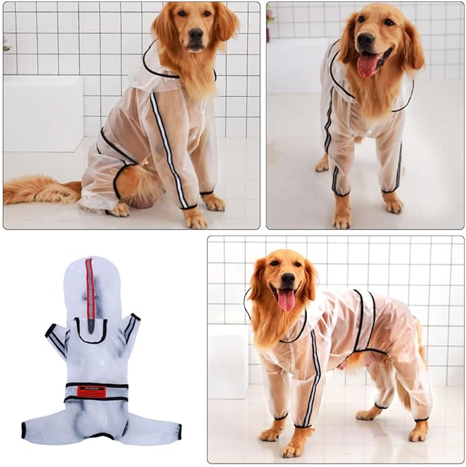 VILLCASE Dog Raincoat Waterproof Hooded Poncho with Full Body Coverage for Medium Large Dogs 2XL Outdoor Rain Jacket Pet Supplies