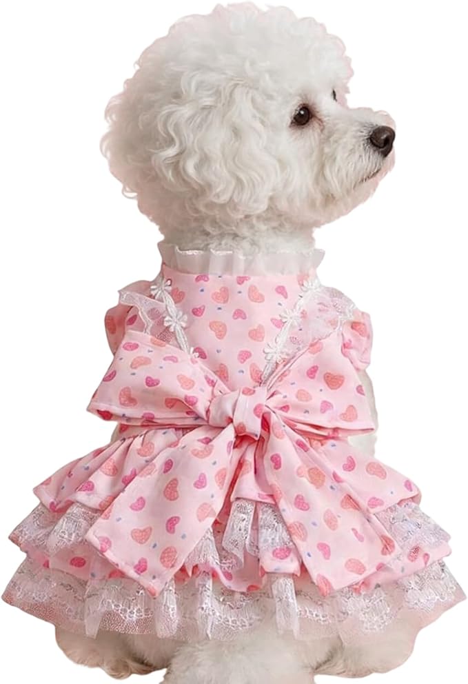 Genérico Dog Dress - Adjustable and Breathable - Summer Clothes for Kittens, Dog Set - for Birthday, Outdoor, Daily Use, Walks, Travel, Photos