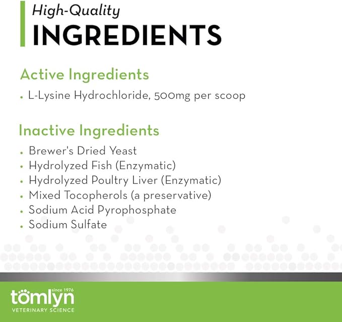 Tomlyn Immune Support Daily L-Lysine Supplement, Fish-Flavored Lysine Powder for Cats and Kittens, 4 Pack