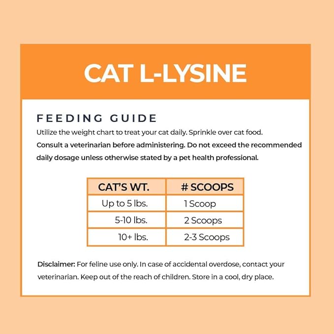 Alpha Paw - Human Grade for Pets - Cat Lysine Supplement - Extra Servings 5-10 Month Supply - Natural Lysine (8 Ounces/227 Grams)