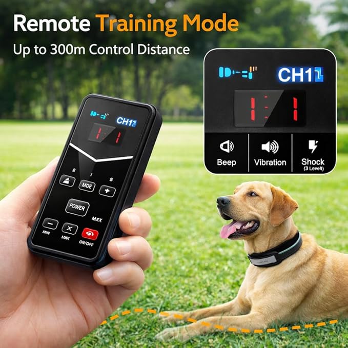 Wireless Dog Fence System for 2 Dogs, Electric Dog Fence with LCD Screen, Adjustable Warning Strength, Range 50-999ft, Rechargeable Wireless Pet Fence, Dog Perimeter Collar