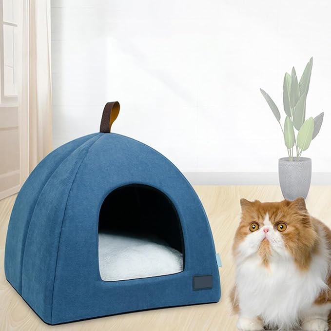 Zerone Pet Tent, Foldable Cat Bed Breathable Cat House Indoor Pet Tent Dog Bed with Mat (M)