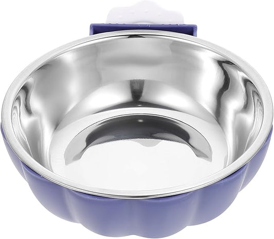 DOITOOL Hanging Stainless Steel Pet Bowl Large Blue Sturdy Feeding Bowl Convenient Water Dish for Dogs and Cats Household Feeding Supply