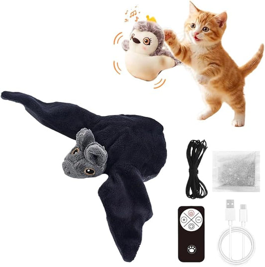 Interactive Chirping Bird Cat Toy,2026 New Flying Bird Cat Toy Flapping Bird Toy,Simulation Chirping Bird Toys Interactive Cat Toys for Bored Indoor Adult Cats (A-Black)
