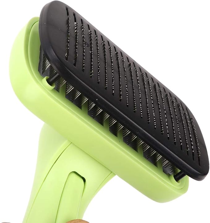 Cat Grooming Comb - Retractable Cat Brush with Release Button for Indoor Cats Shedding, Gently Removes Loose Undercoat - Automatic Cats Self Cleaning Slicker Brushes Tool