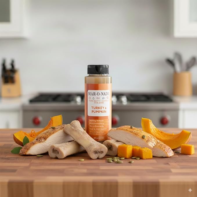 Bone Broth + Marrow Topper for Dogs - Turkey & Pumpkin, 8 fl oz - Grain-Free, AAFCO-Compliant, Small-Batch Nutritional Topper