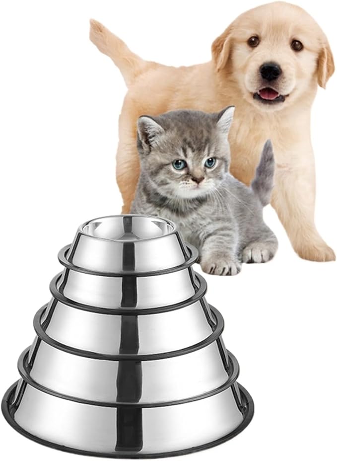 Stainless Steel Pet Dog Bowl Shape Pet Supplies Anti-Tipping Thickened Easy to Clean Non-Slip(540ml)
