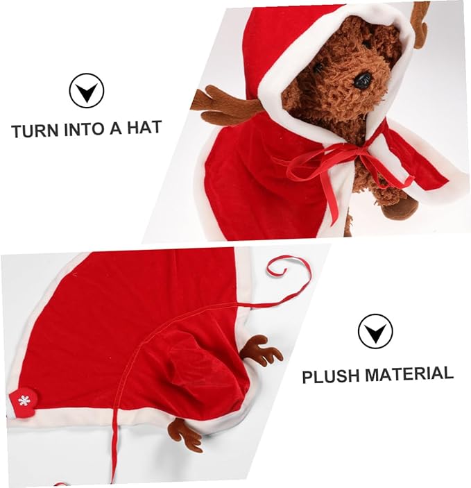 Kichvoe Christmas Pet Cloak Dog Clothes Fleece Hooded Costume Extra Large Cozy Warm Christmas Dog Apparel for Holiday Pet Supplies