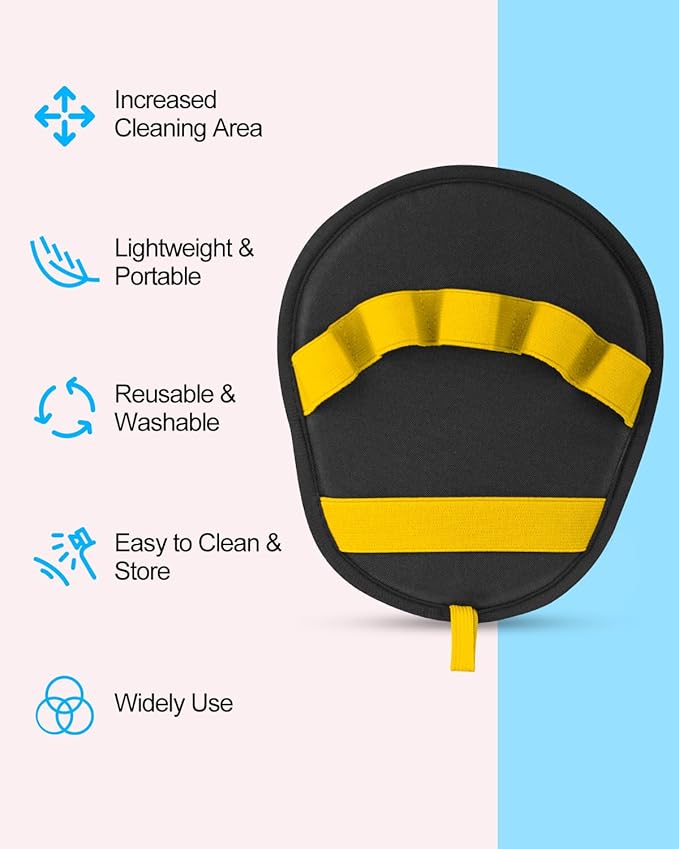 Pet Hair Removal Glove，Five-Finger Design Electrostatic Magic Brush Pet Hair Remover, Reusable Grooming Gloves, Cat & Dog Hair Tool for Carpet, Couch, Furniture and Clothing (Yellow)