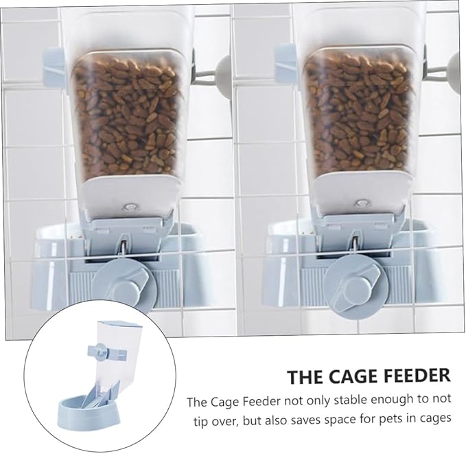 2l Hanging Automatic Pet Feeder with Food Dispenser, Sturdy Dog and Puppy Feeding Bowl for Cage and Crate Use, Blue Pattern Design for Indoor Pet Supplies