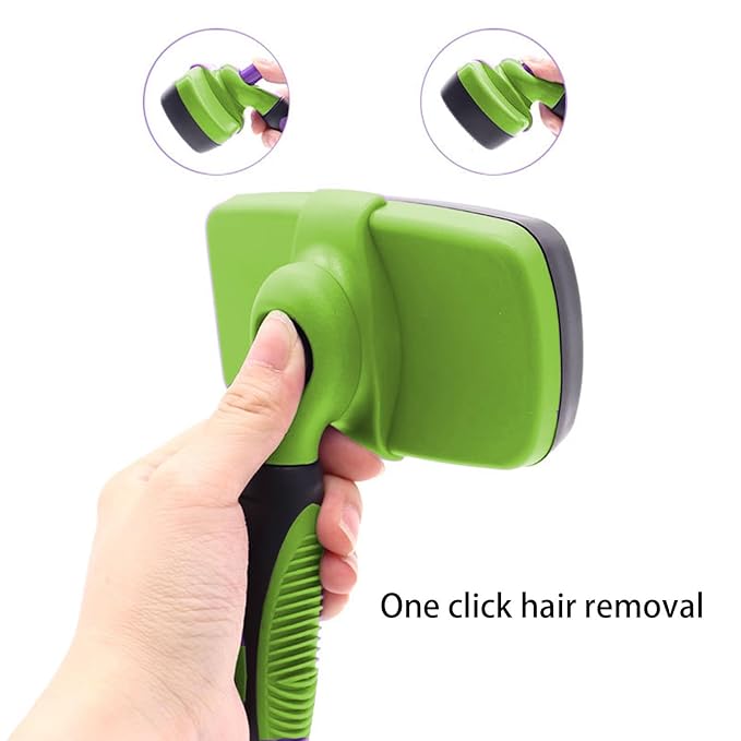 Self Cleaning Shedding Cat Brush - Skin Friendly Hair Removal And Grooming Tool Suitable For Cats And Dogs, Pet Hair Removal Tool Suitable For Shedding & Haired Pets(Green,Small)