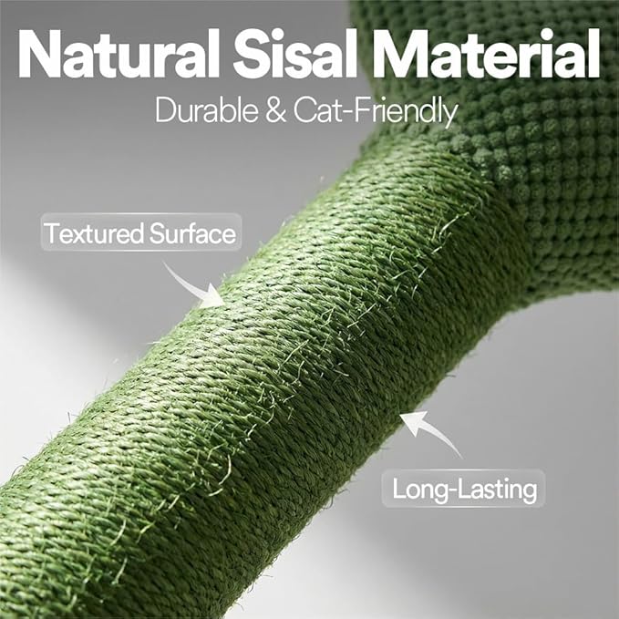 ZEZE Desert Cactus Woven Rope Cat Scratcher – 25-in Sisal Climbing Post with Plush Base, Durable Cat Furniture for Scratching, Stretching & Play