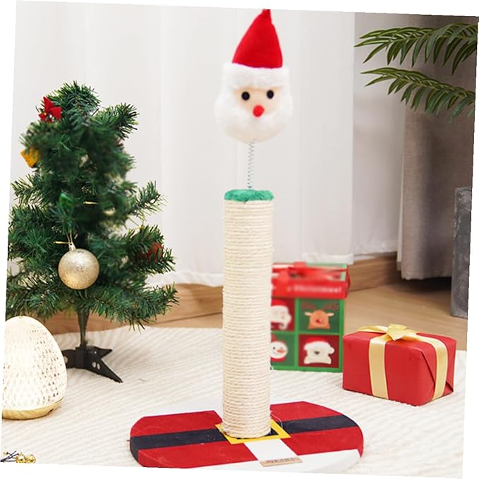 FRCOLOR Santa Claus Sisal Cat Scratching Post Kitten Climber Vertical Scratching Pole Indoor Cat Accessory and Kittens