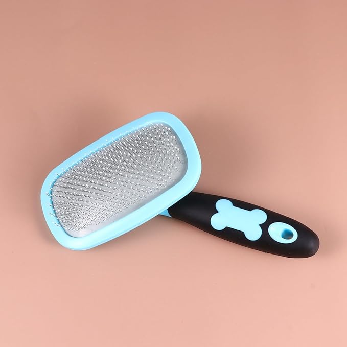COHEALI Rotatable Pet Grooming Comb Large Blue with Massage Dots for Dogs Cats Ergonomic Hair Removal Tool for Tangle Detangling and Soothing Massage Bristles