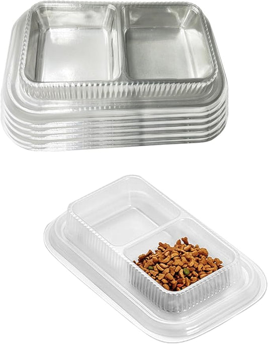 50PCS Disposable Pet Bowls – Anti-Ant Cat and Dog Food Bowls, Large Cat Wet Dishes, Plastic Double Dish for Water, No Spill, Non-Tip, Non-Slip, Ideal for Outdoor Pets, Small and Medium Dogs
