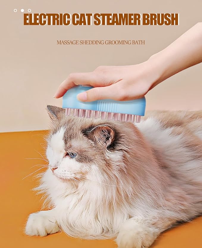 Steamy Cat Brush,Self Cleaning Steam Cat Brush,Electric Cat Steamer Brush for Massage Shedding Grooming Bath,Pet Hair Removal Comb,Wet Cat Brush with Water (Green)