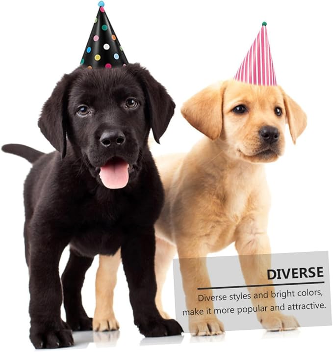 FRCOLOR Dog Birthday Hat and Bib Set, 9 Party Hats with 1 Saliva-Absorbent Bandana, Pet Birthday Decoration Supplies for Small to Medium Dogs Random Color