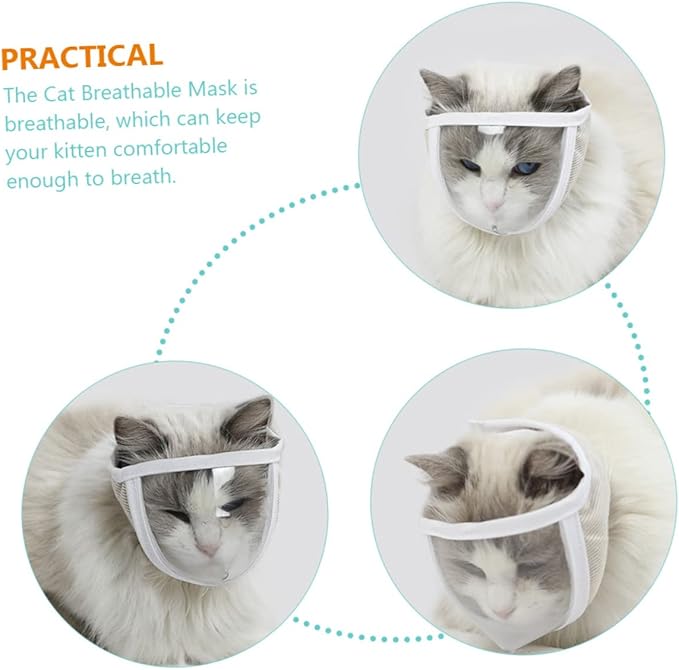3pcs Muzzle Grooming Muzzle for Cats Breathable Pet Mouth Cover for Bathing Grooming and Circumference