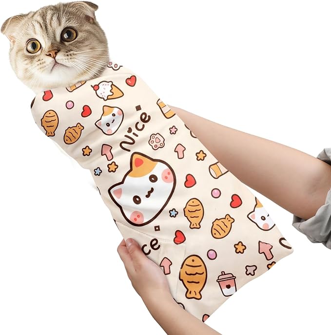 35.5 in Extra Large for Cutting Nails, Self-Adhesive Cat Grooming Wrap Orange Anti-Escape Cat Restraint for Nail Clipping Cat Swaddle Wrap Cat Wrapping Cloth for Pet Cleaning and Beauty