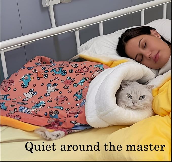 Cat Bed Sleeping Bag for Indoor Cats - Pet Slipper Cave Bed for Indoor Cats and Small Dogs, Cozy & Soft Plush, Anti-Slip & Durable, Washable for Kittens and Puppies Under 15 lbs (Pink)
