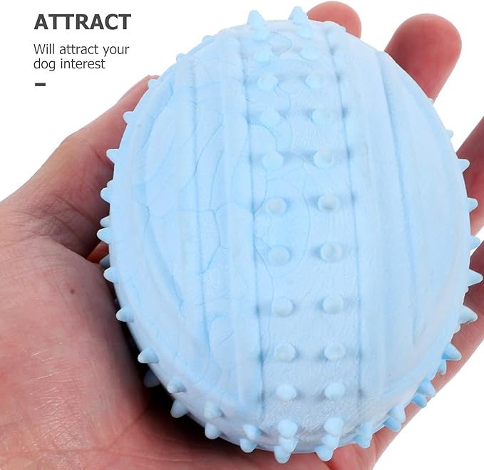Amosfun Small Dog Squeaky Rubber Ball Chew Interactive Blue Ball for Puppies Pet Supplies