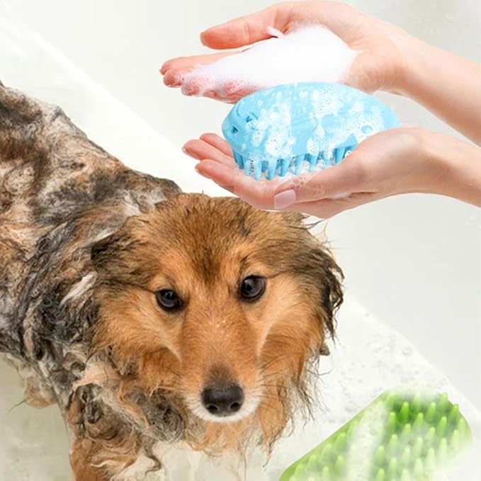 Pet Bath Brush Dog Cat Massage Hairbrush Comb for Grooming Shower Scrubbing Shedding Massage Long Short Hair Pets Cats Dogs Supplies - Blue