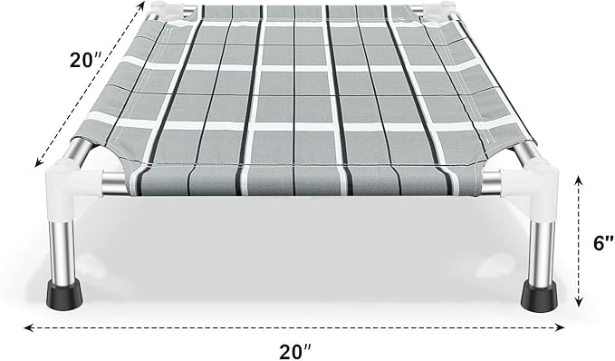 Elevated Raised Outdoor Dog Bed - Cooling Lifted Outside Dogs Cot Bed with Non-Slip Feet Dog Hammock Bed with Stainless Steel Frame Portable Puppy Pet Bed for Indoor & Outdoor