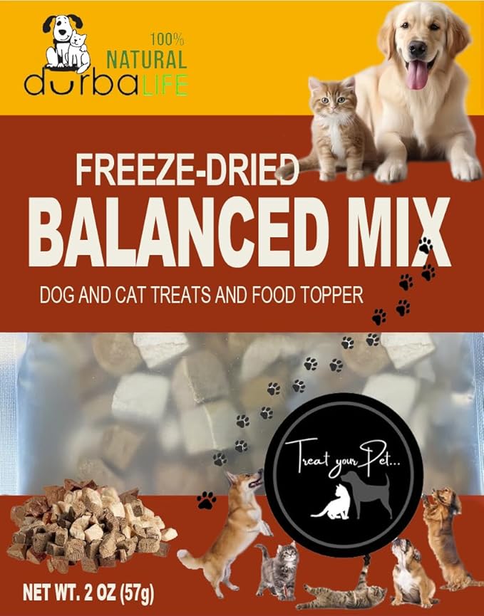 Balanced Mix Freeze-Dried Dog & Cat Treats Food Topper (2.0 oz, Beef Liver & Duck Liver Mix)