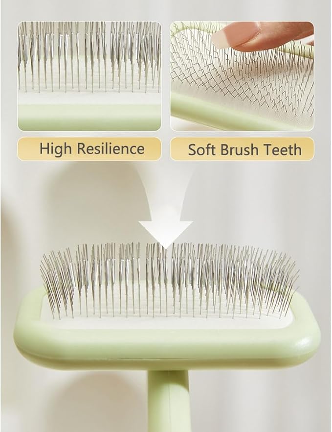 Pet Grooming Brush for Shedding Dog Cat Needle Comb Square-Shaped Deshedding Combs Detangler Grooming Tools for Short Long Hair Remove Tangles Knots - Green L