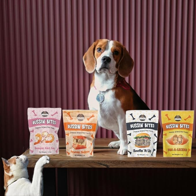 Bussin' Bites Premium Human Grade Freeze Dried Dog Treats/Cat Treats Training Treats and Meal Topper (1.5 oz Shrimp)