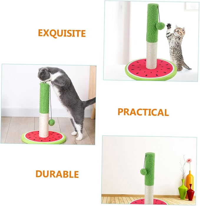 Beaupretty Cat Scratching Post and Climbing with Sisal Material Watermelon Design Interactive Cat Activity and Kittens for Claw Grinding and Self Grooming