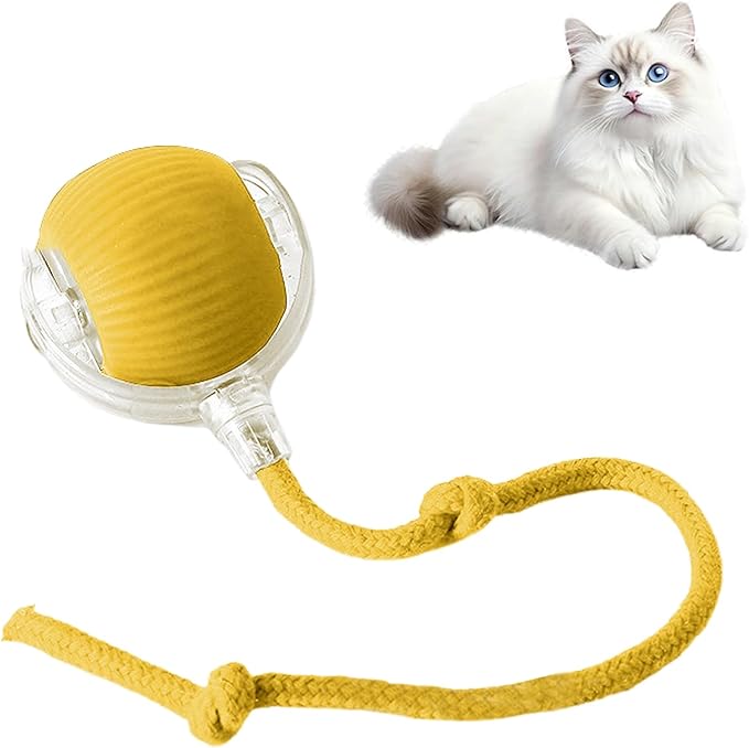 Cat Toy, 360° Automatic Rolling Smart Pet Ball Toys, Motion-Activated, Rechargeable, Four Modes, Three Speed Adjustment, Solve Your Cat's Boredom in Seconds (Yellow)