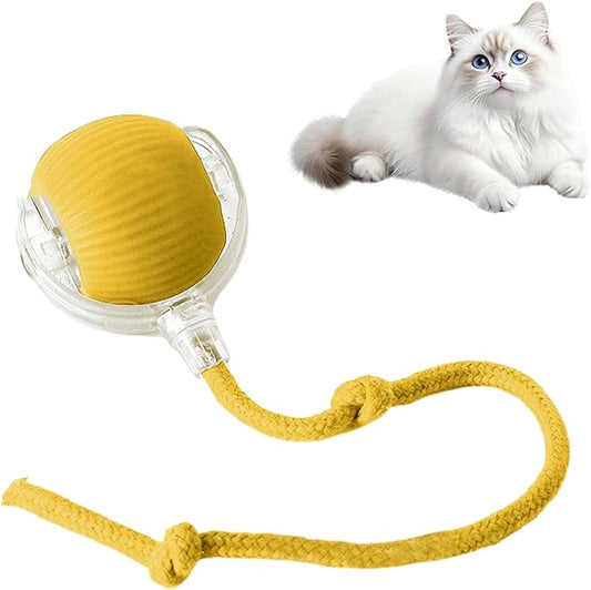 Cat Toy, 360° Automatic Rolling Smart Pet Ball Toys, Motion-Activated, Rechargeable, Four Modes, Three Speed Adjustment, Solve Your Cat's Boredom in Seconds (Yellow)
