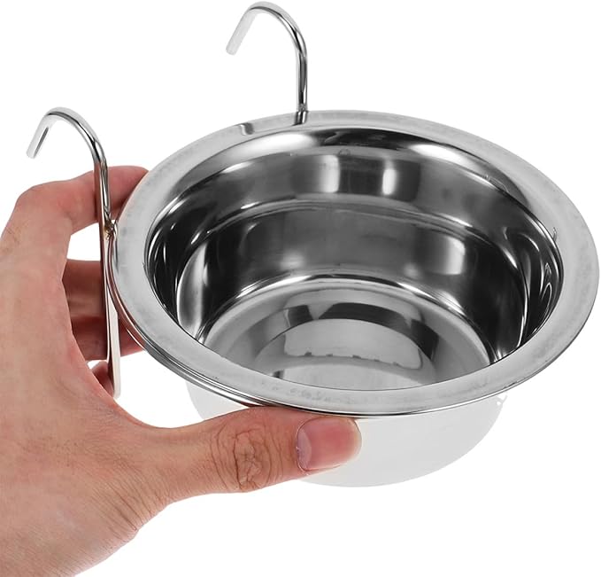2pcs Hanging Dog Bowls Stainless Steel No Spill Puppy Food and Water Feeder Bowls for Dog Cage Pet Feeding Supplies