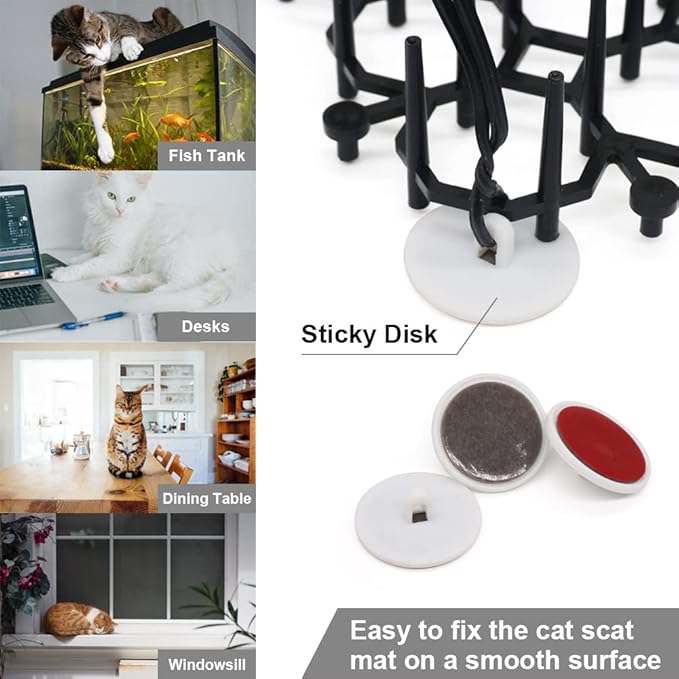 Ley's 12 Pack Cat Deterrent Mat, 6 x 8 in Scat Mat with Spikes, Keep Cats Away from Plants, Indoor Furniture & Outdoor Garden Fence – Pet Repellent Barrier