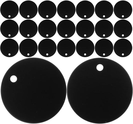 Yardwe 30pcs Round Aluminum Pet Id Tags Black Blank Dog Identification Tags for Engraving Necklace Bracelet DIY Pet Supplies