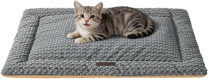 Plush Cat Kneading Bed Mat, Premium Plush Fabric Bed with Non-Slip Bottom, 3cm Thick All-Season Cushion for Cats Who Knead, Machine Washable Anti-Static Pet Bed, 23x15 Inch, Grey