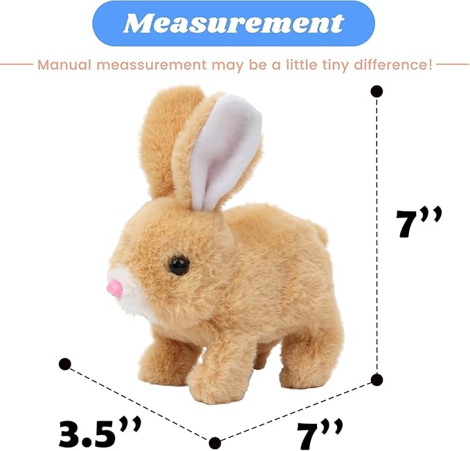 Easter Bunny Toy, Rabbit Interactive Hopping Electronic Pet Plush Bunny Toy with Sounds and Movements Animated Walking Wiggle Ears Twitch Nose (Brown)