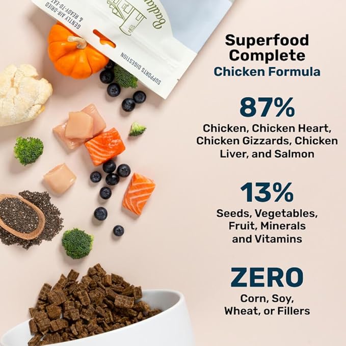 BADLANDS RANCH by Katherine Heigl – Superfood Complete Air-Dried Chicken Dog Food – High Protein with Superfoods for Daily Wellness & Consistent Nutrition – 64 oz (Pack of 4)
