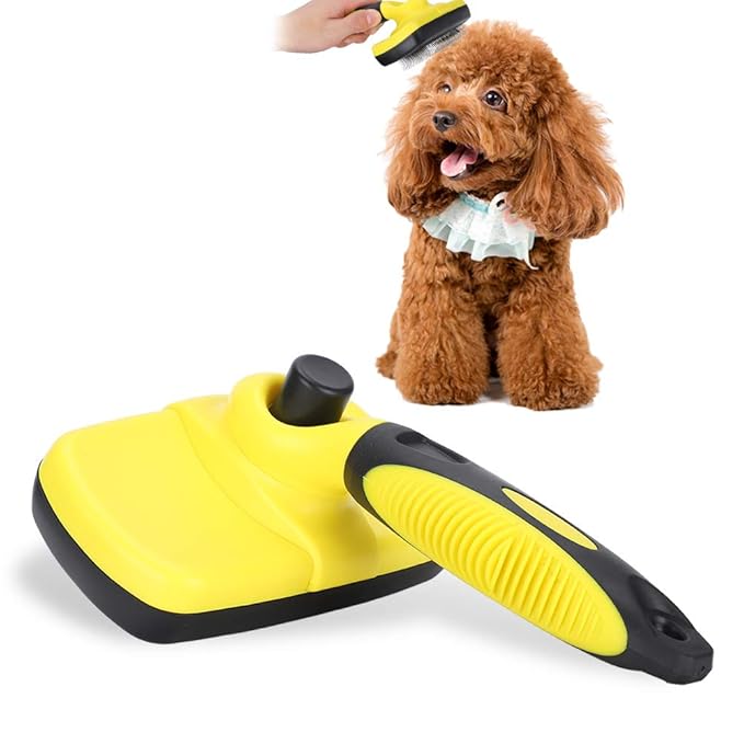 Pet Open Knot Comb, Automatic Hair Removing Grooming Tool for Cats and Dogs, Ergonomic Handle with One - Press Cleaning Button, Dense Steel Teeth for - Free Care