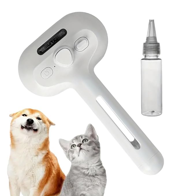 Cat Brush - Self-Cleaning Ergonomic Pet Grooming Tool, Home Shower Dog Brush | Large Tank Misting Deshedding Comb with Steam, Hair Removal Steamer for Gentle Massager, Travel Pet Care Accessory